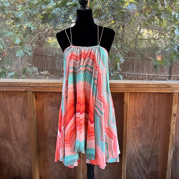 Chloe Oliver Tropicana Swing Mini Dress Colorful Strappy Back Size S - Picture 2 of 10